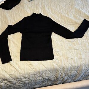 Talulah- Black Ribbed Mock Neck Women's Sweater- large